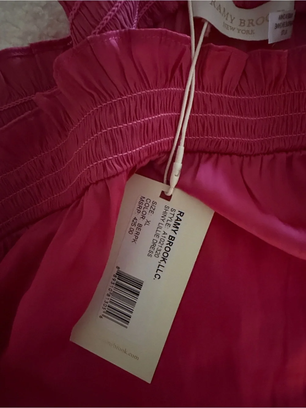 Ramy Brook Raspberry Off-Shoulder Pleated Mini Dress - Picture 2 of 4